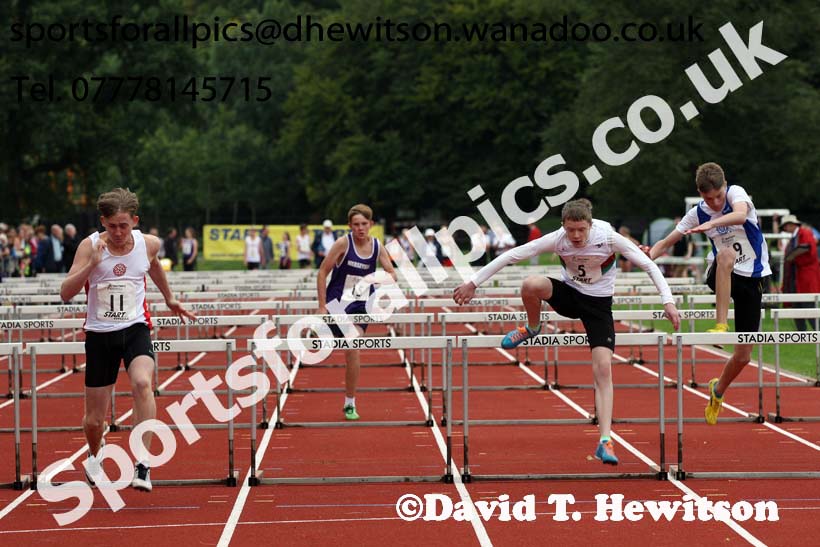 Mens and Boys hurdles at the Northern Inter-Counties under-17s and 15s at Witton Park, Blackburn. Photo: David T. Hewitson/Sports for All Pics